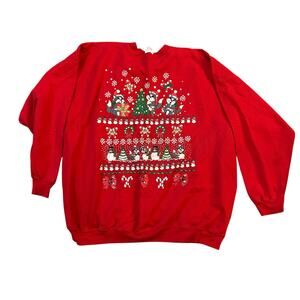Vintage Christmas Holiday Crewneck Sweatshirt Ugly Sweater Cats Red Size 3X